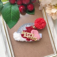 閃亮聖誕耶誕帽兒童小孩髮夾-銀色