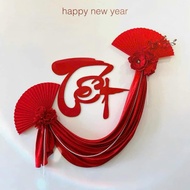 [Hottrend CNY 2025] vip set, red velvet fan set, thick, beautiful CNY formica lettering, decorative 