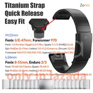 Zenia 26mm 22mm Pure Titanium Alloy Ultralight Watch Strap for Garmin Fenix 8 E 7X 7 6X 6 Pro Sapphi