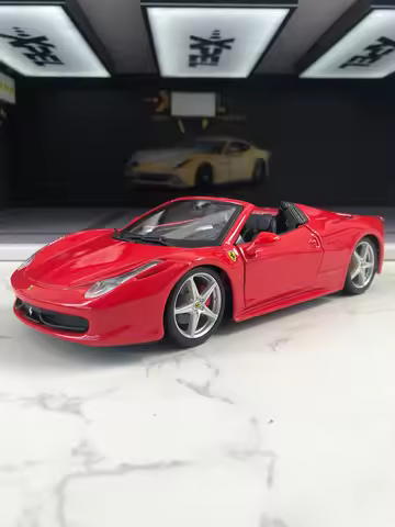 Bburago 1:24 simulation zinc alloy Ferrari 458 SPIDER model car, static ornament, metal collectible 