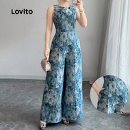 Lovito Boho Jumpsuit Zipper Spring/summer Blue Jumpsuit for Women L167ED011 Lovito Jumpsuit Boho den