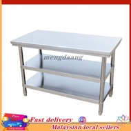 （Ready Stock）Double stainless steel console table restaurant kitchen work tables to play table foldi