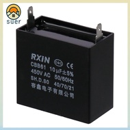 SUERHD Ceiling Fan Capacitor, Single Insert CBB61 10uF 450V AC, Easy to us Metalized Film Capacitors