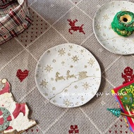 Christmas Atmosphere ins Christmas Ceramic Plate Ceramic Tableware Household Flat Plate Set Christma