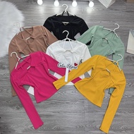 Áo kiểu thun ôm body tay dài kiểu yếm phối xích (MS01)