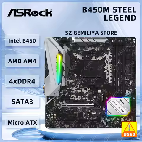 ASRock B450M STEEL LEGEND Motherboard AMD B450 AM4 DDR4 3200+(OC) 64GB support 5600 1600 4700G 4300 