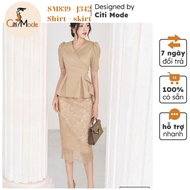 Sơ mi công sở CITI MODE FASHION thiết kế dáng peplum nâu SM839