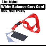 Digital Camera 3 in 1 White Balance Grey Card | 18% Grey White and Black Card