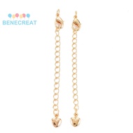 BENECREAT 5pcs Brass Chain Extender with Curb Chains and Heart & Lobster Claw Clasps Nickel Free gol