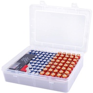 Battery Storage Organizer Box with Battery Tester, Garage Caddy Case Holder Container Bag Holds 90+ 