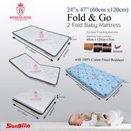 Sunpillo 2-in-1 Foldable Baby Mattress (Fibre) + Fitted Bedsheet (60cm x 120cm)