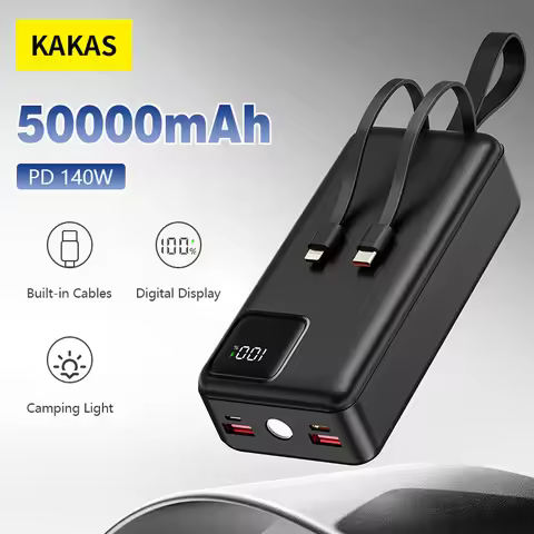 KAKAS Brand 50000mAh/27000mAh Power Bank With Built-in Cable Airline Approved Fast Charge External B