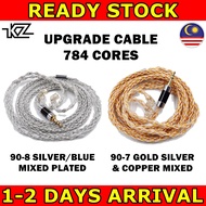 KZ Upgrade Cable 784 Core 90-7 Gold, Silver & Copper / 90-8 Silver & Blue Mixed plated Pin C wire fo