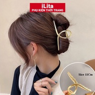 Korean crab claw hairpin for beautiful women hottrend metal iLita bag cute hair bun with 3 teeth, 5 