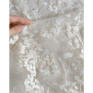 White Embroidered Brocade Tile (White Out) 3D Embossed Ellie Saab