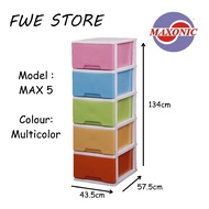 Maxonic 5 Tier Plastic Drawer / Cabinet / Storage Cabinet Multi Color MAX5