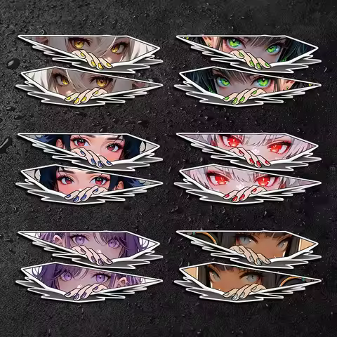 1 Pair Car Waterproof Sticker Two-Dimensional Anime Electric Girl Eyes Decor for Motorcycle