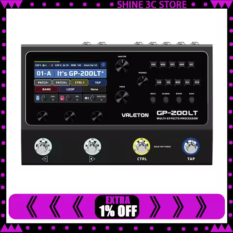 VALETON GP-200LT Guitar Bass Amp Modeling IR Cabinets Simulation Multi-Effects with FX Loop MIDI I/O