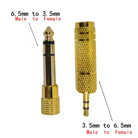 2Pcs 6.5mm to 3.5mm and 3.5mm to 6.5mm Audio Adapter Set 1/4-inch to 1/8-inch and 1/8-inch to 1/4-in