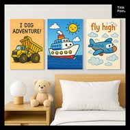 BOYS' VEHICLE WALL DECORATION 15X20 20X30 EDUCATIONAL POSTER CAR TRUCK PLANE TRAIN SHIP WALL DECOR B