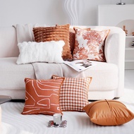 Orange  Light Luxury Cushion Cover Modern Simplicity Pillow Covers Decorative 45*45 Jacquard Living Room Pillow Cases