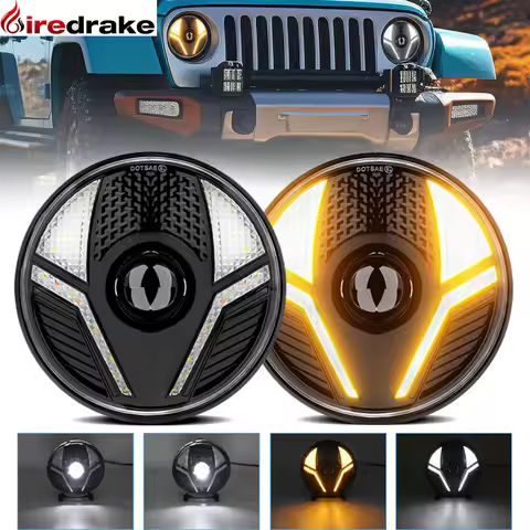 7 Inch Jeep Headlight LED Round Headlight H4 High Power 250W 30000LM Headlamp for Wrangler JK Harley