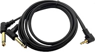 3.5mm to 6.35mm Splitter Audio Cable, 90 Degree 1/8 TRS Stereo Male to Dual 1/4 Mono TS Male Right A