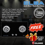 (AUTHORISED DEALER) ELBA 2 Burners 5.0kW Built In Glass Hob / Gas Stoves / Glass Stove / Built in Hob (BLACK) EGH-K8842G(BK) / EGH-N8822G(BK) / elba 8842 / elba 8822