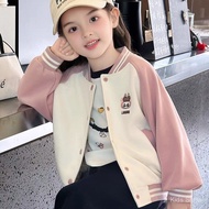 2025 Spring Autumn New Style Girls Stylish Baseball Jacket Kids Fashionable Fall Casual Outerwear