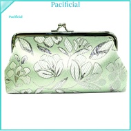 Vintage Women Flower Embroidery Kiss Lock Coin Purse Long Wallet Clutch Bag