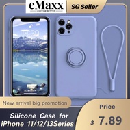 Liquid silicon Phone Case soft covers with ring phone holder and strap camera protection compatible for iphone 14/15Pro