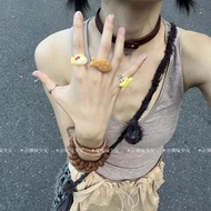 High-value Handmade Cartoon Star Fish Biscuit Cat Ring diy Cute Childlike Five-pointed Star Ring 4c7