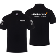 เสื้อยืดแขนสั้นคอโปโลผ้าฝ้ายแท้หลวมๆ สำหรับแฟนรถแข่ง F1 ทีม McLaren สำหรับผู้ชาย ฤดูร้อน 2023 ลำลอง 