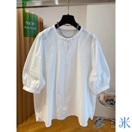 TT Fat MM Extra Large Size 150kg New Chinese White Shirt Women Short Sleeve Summer Loose Casual Baby