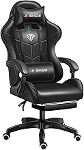 Anatch Ergonomic Gaming Chair, High Back Racing Computer Chair, Height Adjustable Office Desk Chair with Headrest and Lumbar Support, 360° Swivel Task Chair with Footrest, Black