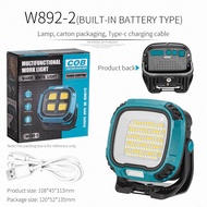 Magnetic Work Lamp W892 COB Type-C Charging Rechargeable Torch Portable Outdoor Power Bank Camping O
