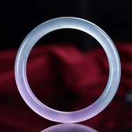 Natural ice quartzite jade bracelet thin light purple round bar violet light jade bracelet round bar