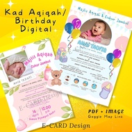 [BABY GIRL] 2IN1 ECARD PDF & JPEG Happy Birthday Kad Aqiqah & Majlis Kesyukuran Digital Wedding Card