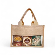 Transparent PVC Mica Jute Bag with Waterproof Canvas Combination - Hampers Bag - Eid Parcel Bag 30x1
