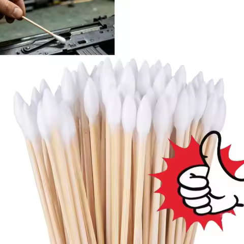 100pcs 6 Inch Long Tactical Cleaning Cotton Swabs Cleaning Kit Mat For AR15 M4A1 AK74 AK47 Remington