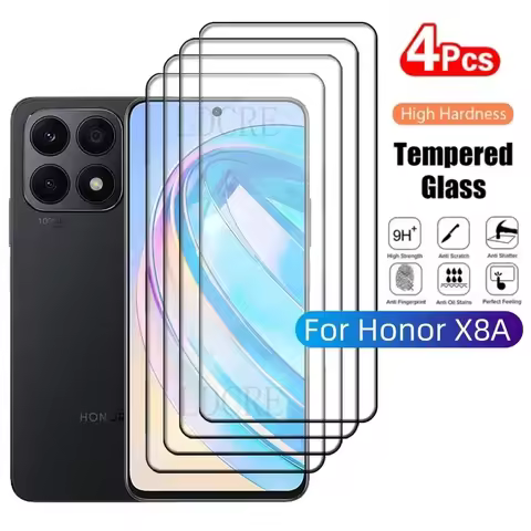 4/3/2/1Pcs For Honor X8A Glass Huawei Honor X8A Tempered Glass Protective 9H Full Cover Glue Screen 
