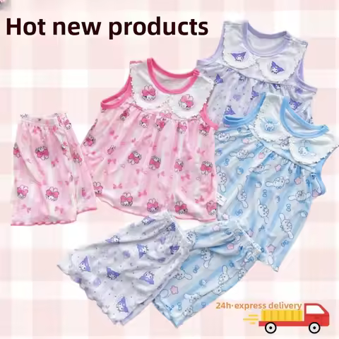 New Summer Children's Clothing Sets Sleepwear Girl LinaBell Short sleeved Pants Clothes Kids Lace Pa