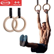 [GGJJ]ยิมนาสติกแหวนโ Home Gym Rings Birch Wood Gymnastic Rings Exercise Strength Training Rings with