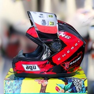 Mũ Bảo Hiểm Fullface M136 AGU Tem RACING (Màu đen đỏ)