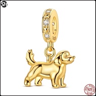 Golden Retriever Baby Dog Enchantments 925 Prata Esterlina Charm Pet Pin Original Fit 925