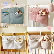 BORRAONE Crib Hanging Bag, Multifunction Infant Products Storage Bag, High Quality 2 Pockets Convenient Diaper Storage Cot Bed Organizer