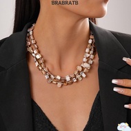 BRABRAA Colorful Necklace, Double-layer Elegant Beaded Necklace, Fashion Exaggerate Irregular Jewelr