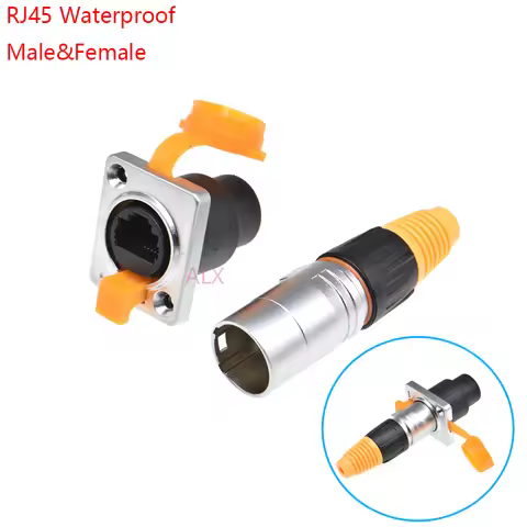 1set Waterproof Ip65 Rj45 Male Plug + Female Socket Connector Panel Mounting Rj45 Network Ethernet C