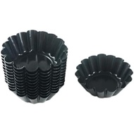 12 Packs Egg Tart Molds, Mini Carbon Steel 2.6 Inch Egg Tart Pans, Non-stick Reusable Egg Tart Shell