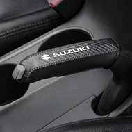 ที่หุ้มเบรคมือรถหนังคาร์บอนไฟเบอร์ที่ปลอกยางบังคับเบรกมือสำหรับ Suzuki Jimny Ciaz Ertiga Celerio Swi